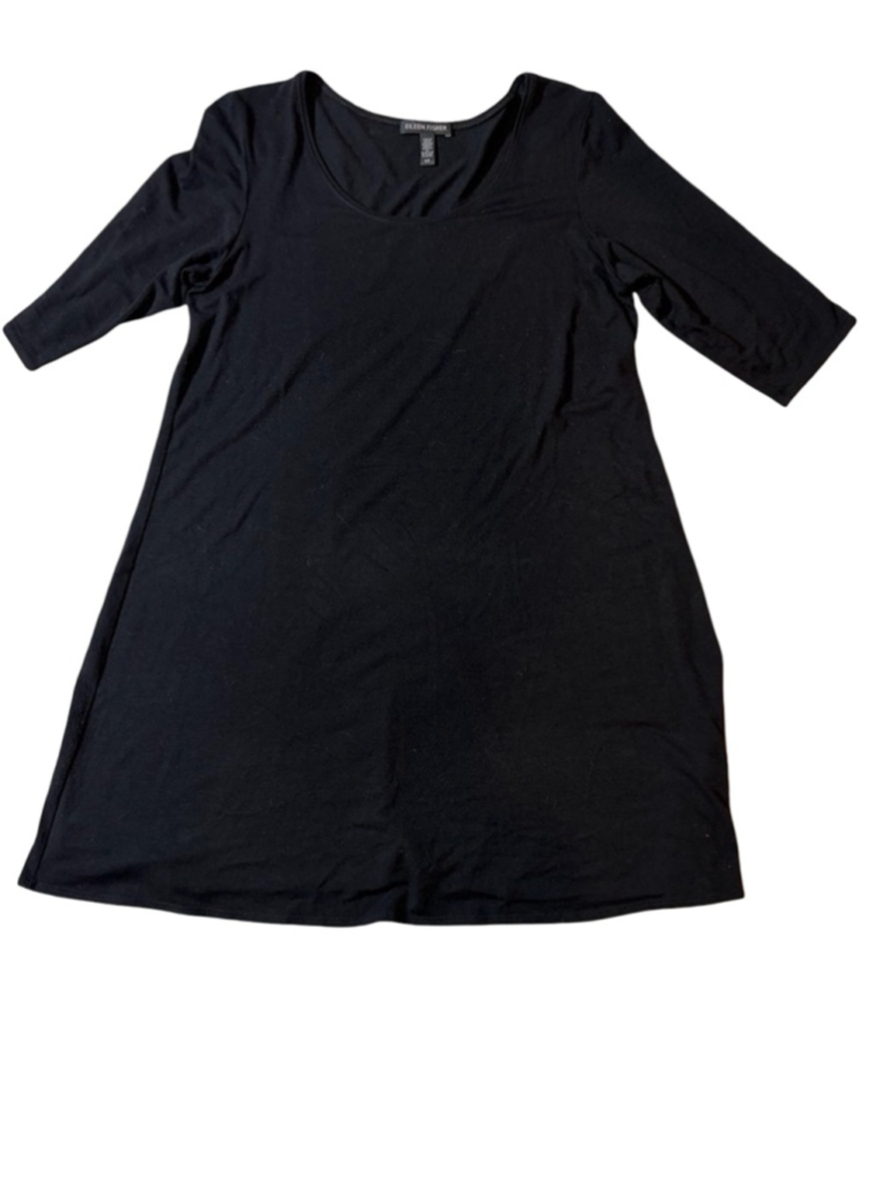 Eileen Fisher Black Stretch Jersey Tunic Dress Minimalist Capsule SP